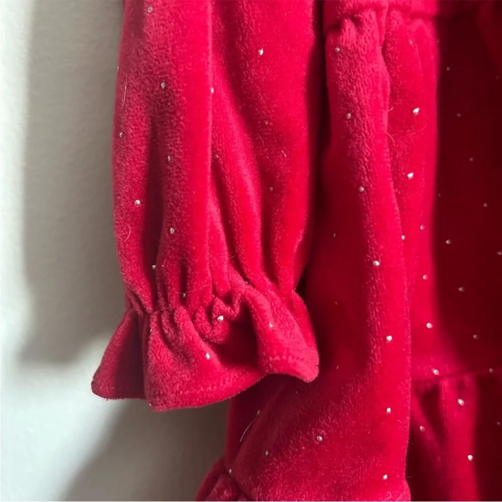 Tahari Red Polka Dot Christmas Velvet Dress size 5T - Picture 3 of 6
